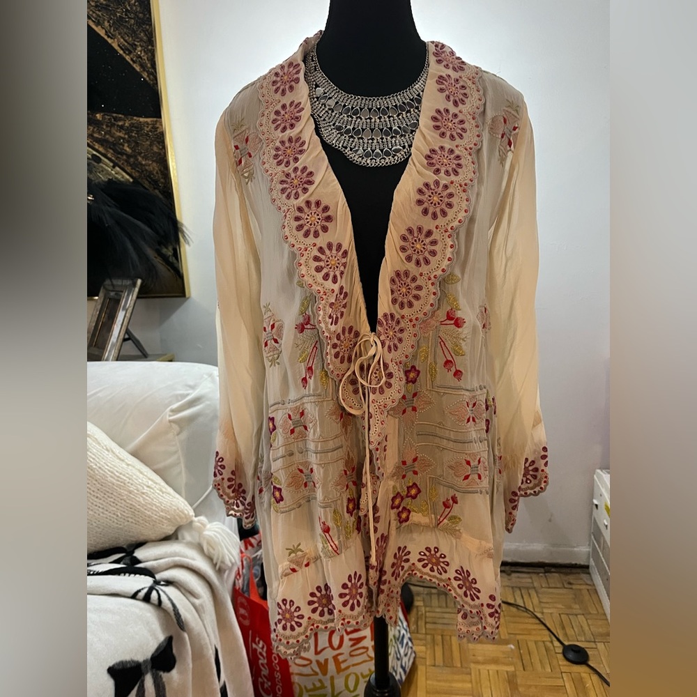 Johnny Was Floral Embroidered Kimono